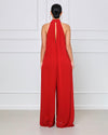 Kvinnors avslappnade jumpsuit med halterneck-design - ärmlös sommaroutfit för olika tillfällen