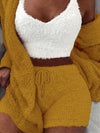 2-delat dam loungewear-set – mjuk fleece topp och shorts för avkoppling
