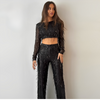 2-delad sequin set för kvinnor - glamorös crop top och byxor för festligheter