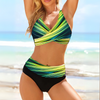 2-delad dambaddräkt hög midja bikini set - trendig strandoutfit för sommarlov