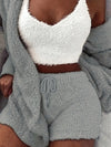 2-delat dam loungewear-set – mjuk fleece topp och shorts för avkoppling