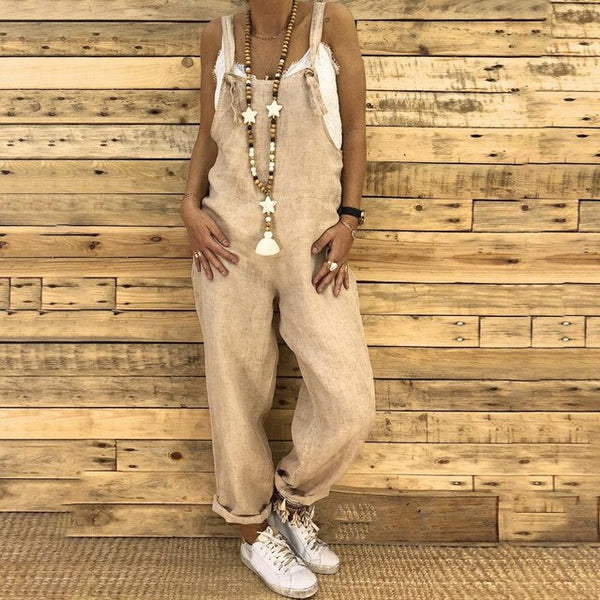 Kvinnors vintage-overaller - luftiga linjumpsuit för avslappnade sommardagar