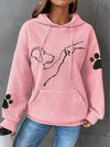 Kvinnors avslappnade hoodie - sweatshirt med hundtryck för lediga utflykter