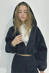 Kvinnors cropped hoodie i trendig zip-up design - avslappnad vardagsstil, mjukt tyg