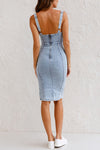 Kvinnors denim midi klänning med snygg dragkedjedetalj - trendig slitsdesign för avslappnade tillfällen
