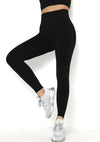 Kvinnors högmidjade leggings - stretchiga träningsbyxor i svart
