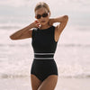 Kvinnors monokini baddräkt - stiligt badmode med elegant rund halsringning för avkoppling