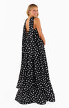 Kvinnors polka dot aftonklänning - elegant tubdesign för formella tillfällen