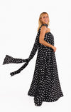 Kvinnors polka dot aftonklänning - elegant tubdesign för formella tillfällen