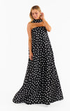 Kvinnors polka dot aftonklänning - elegant tubdesign för formella tillfällen