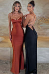Kvinnors slim fit maxi klänning - elegant spaghetti strap aftonklänning för speciella tillfällen
