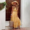 Kvinnors boho maxi klänning med lagerdesign - lätt sommardress för avslappnade tillfällen