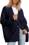 Kvinnors mysiga oversized cardigan - avslappnad passform i stickat med lång ärm och knappdesign för vardagsbruk
