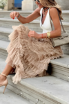 Kvadra beige maxikjol med fickor - elegant sommarklädsel