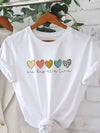 T-shirt för kvinnor med hjärtmotiv - mjuk och avslappnad stil för vardagen