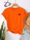 Damcasual t-shirt med hjärtmotiv - mjuk bomulls-t-shirt för vardagsbruk