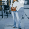 Kvinnors utsvängda jeans med hög midja – trendiga ljusblå bootcut & utsvängd stil