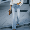 Kvinnors utsvängda jeans med hög midja – trendiga ljusblå bootcut & utsvängd stil