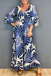 Vintage jumpsuit med blommönster - sofistikerad design med vida ben för kvinnor