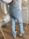 Kvinnors högmidjade glittrande denimjeans – chic stil för alla tillfällen