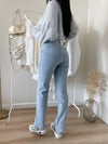Kvinnors högmidjade glittrande denimjeans – chic stil för alla tillfällen