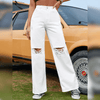 Kvinnors vida jeans - avslappnad denim med slitna detaljer för en ledig look