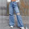 Kvinnors vida jeans - avslappnad denim med slitna detaljer för en ledig look