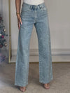Kvinnors bootcut & flared jeans med chic glittrande vid bena - stiliga avslappnade byxor för alla tillfällen