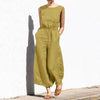 Kvinnors avslappnade jumpsuit i bomulls-linne - mångsidig sommaroutfit