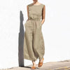 Kvinnors avslappnade jumpsuit i bomulls-linne - mångsidig sommaroutfit