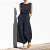 Kvinnors avslappnade jumpsuit i bomulls-linne - mångsidig sommaroutfit