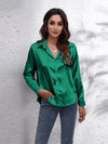 Kvinnors satinblus - elegant långärmad topp för smart casual stil