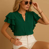 Kvinnors blus med ruffle ärm - lätt och elegant för fritid eller kontorsarbete