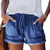Kvinnors avslappnade denimshorts med elastisk midja - trendig sommarstil för damer