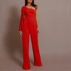 Kvinnors asymmetriska jumpsuit med en axel - elegant byxa för festligheter