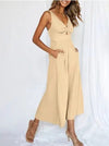 Kvinnors avslappnade jumpsuit i chic design med ärmlös och vida ben - avslappnad sommarmodell med praktiska fickor
