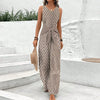 Chic jumpsuit med vida ben - trendig sommaroutfit i bomull för damer i beige