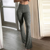 Höga flarebyxor - trendiga grå leggings för damer