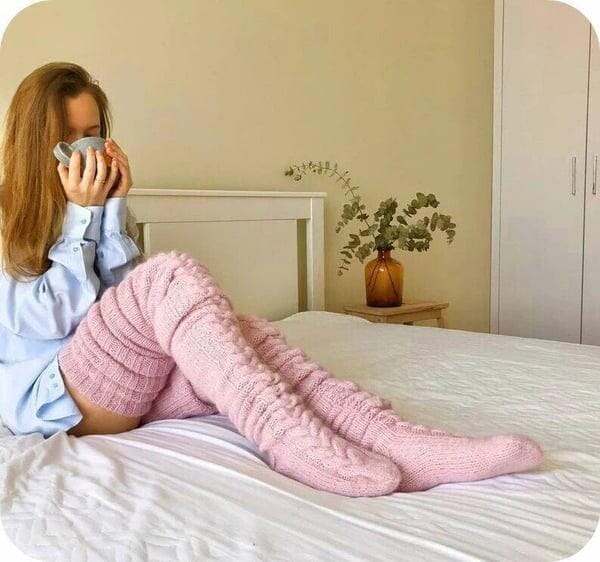 Aveline™ Hoch gestrickte Wollsocken Fashion La Vie Magique Nederland Rosa 50% RABATT 