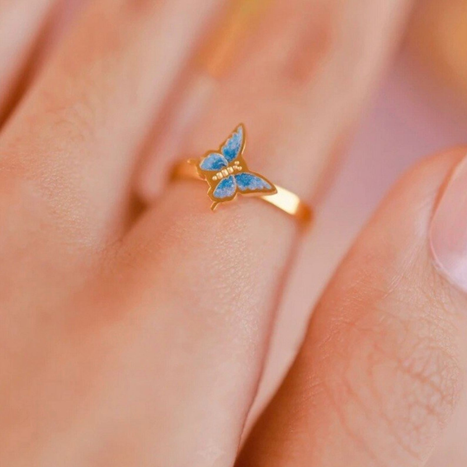 CALMY™ - Anxiety Ring ENG Blue Butterfly 