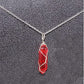 Carnelian Wrapped Pendant Necklace Modry Shop Red Silver 