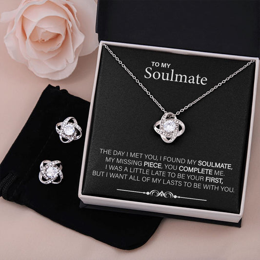 LOVE KNOT™ - "To My Soulmate" Earring & Necklace Set Jewelry INSTAVIRALGEAR.COM 