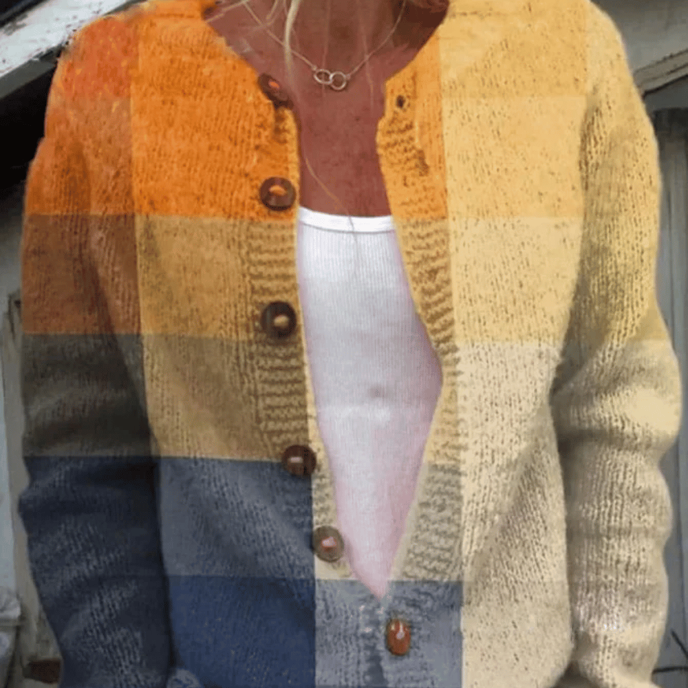 Blommig kofta – stickad tröja för dam med knappdetaljer - Image 3